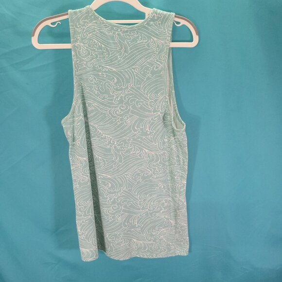 Sonoma Mens Sleeveless Tank Top Wave Print Small Light Blue & White - Picture 5 of 7